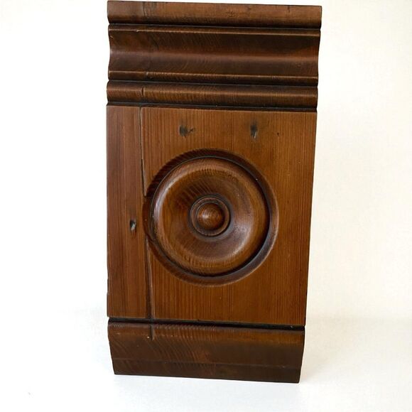 Antique Wooden Architectural Salvage Plinth Block Carved Millwork Rosette - Picture 1 of 8